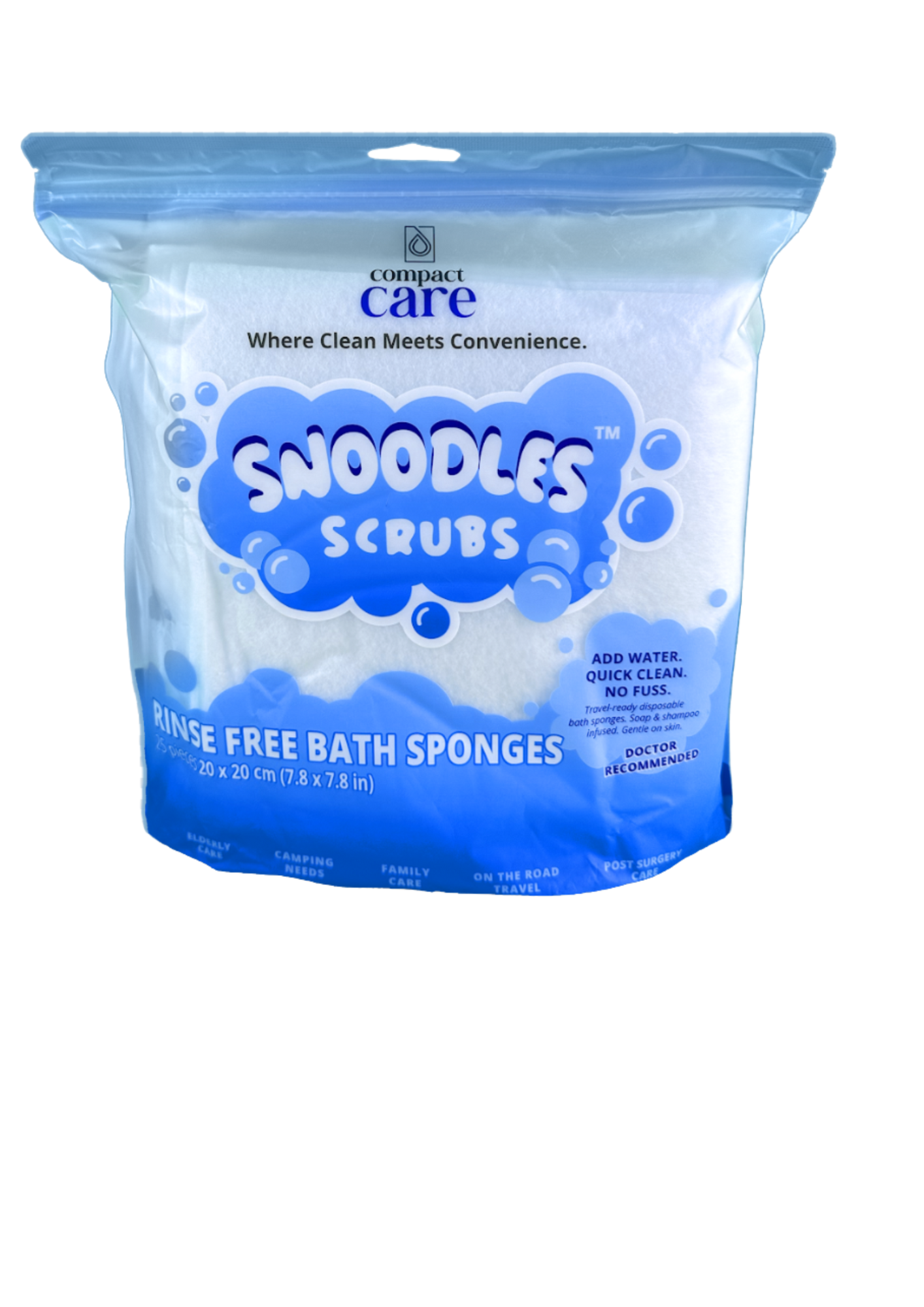 Snoodles Scrubs™ Rinse-Free Bath Sponges